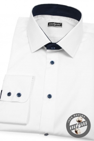 Бяла мъжка Slim Fit риза със сини аксесоари