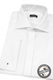 Риза за копчета за ръкавели, мек памук Бяла