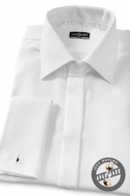 Мъжка риза Slim Fit, бяла за копчета за ръкавели
