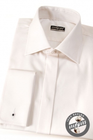 Кремова риза Slim Fit за копчета за ръкавели