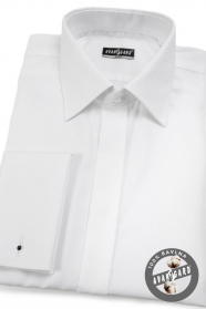 Бяла Slim Fit риза с покрити копчета, 100% памук