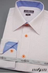 Бяла Slim fit риза със сини и оранжеви аксесоари