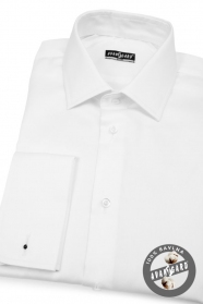 Бяла Slim Fit риза с френски маншет