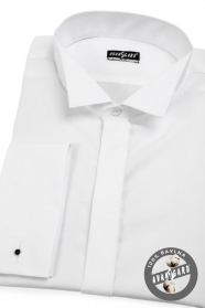 Мъжка бяла риза смокинг SLIM за копчета за ръкавели