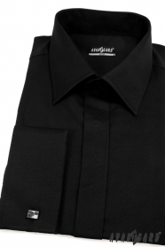Slim Fit мъжка риза с покрити копчета Черна