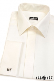 Кремообразна мъжка риза с покрити копчета