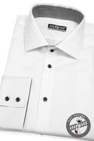 Бяла мъжка риза с класическа кройка и черни копчета