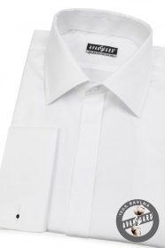 Мъжка риза за копчета за ръкавели, Бяла