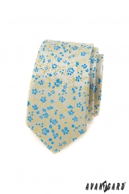 Тясна вратовръзка със синьо-жълт десен