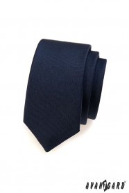 Гладка синя мъжка вратовръзка тясна