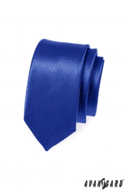 Тясна вратовръзка, синя с лъскав