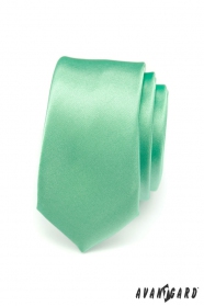 Зелена тясна гладка вратовръзка
