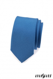 Тясна едноцветна вратовръзка Синя мат