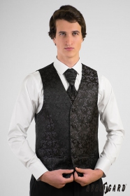 Черен шарен мъжки елек с френска вратовръзка