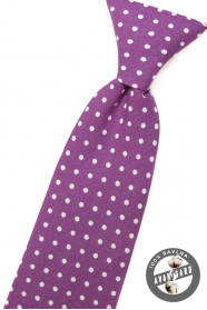 Бебешка лилава вратовръзка с бели точки