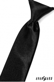 Момчешка вратовръзка тъмен черен гланц