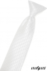 Бяла момчешка вратовръзка с лъскава шарка