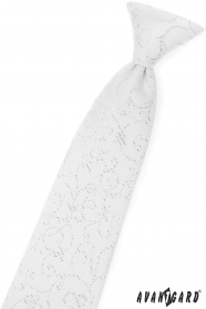 Бяла бебешка вратовръзка с орнаменти