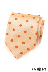 Мъжка вратовръзка от сьомга на оранжеви точки