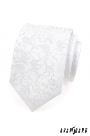 Празнична бяла вратовръзка с шарка