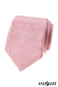 Пудра розова вратовръзка с шарка Пейсли