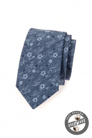Синя памучна вратовръзка с цветя