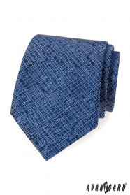 Синя авангардна вратовръзка с бяла шарка