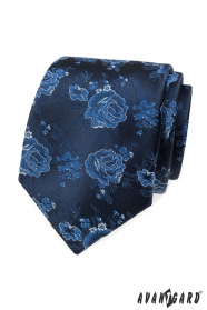 Синя вратовръзка с рози
