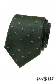 Зелена вратовръзка с мотив елен