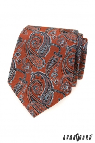 Канеленокафява вратовръзка с мотиви на пейсли