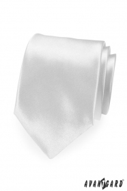 Бяла мъжка вратовръзка сатенен гланц