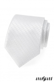Празнична бяла вратовръзка със сребърен конец