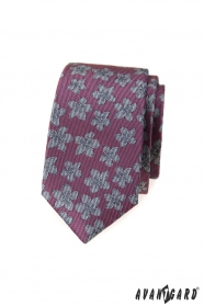Стара розова тясна вратовръзка със сиви цветя