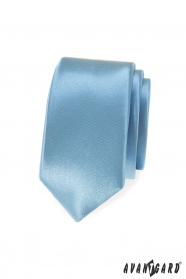 Бледо синя, лъскава тясна вратовръзка