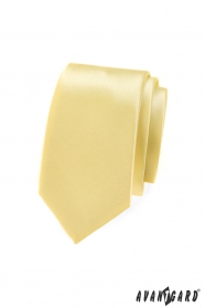 Едноцветна светложълта тясна вратовръзка
