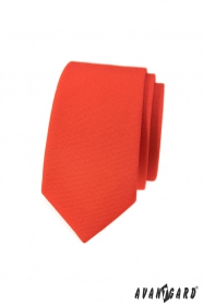 Мъжка тясна вратовръзка в матово оранжево