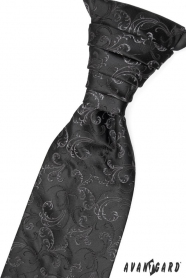 Черна сватбена вратовръзка със светли мотиви