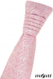 Френска вратовръзка на пудра розов модел пейсли