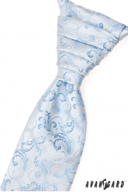 Сватбена вратовръзка синьо-бяла шарка