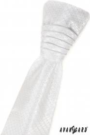 Френска бяла вратовръзка с лъскава ивица