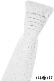Бяла френска вратовръзка с лъскави орнаменти