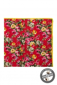 Памучна кърпичка, отличителни розови и жълти цветя