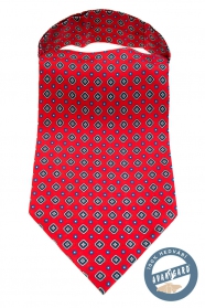 Червена вратовръзка Аскот с тъмносин десен