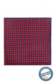 Червена копринена кърпичка със син шарка