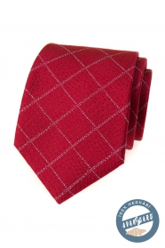 Червена копринена вратовръзка с шарка на мрежа