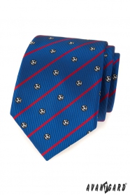 Синя футболна вратовръзка с червена ивица