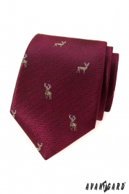 Бордо вратовръзка с елен