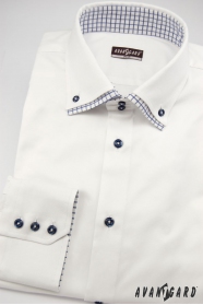 Снежно бяла Slim fit риза със сини аксесоари