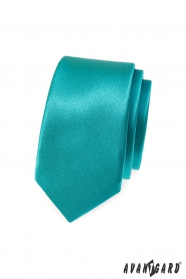 Тясна тънка вратовръзка в тюркоазен цвят