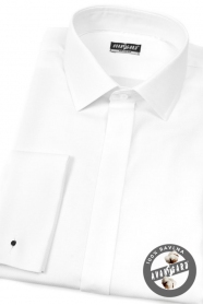 Бяла риза 100% памук за копчета за ръкавели